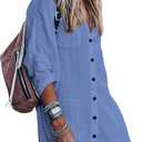 POGTMM Women's Swimsuit Cover Up Summer Beachwear Button Down Shirt Bikini Bathing Suit Beach Coverup Mini Dresses (Medium, Cow Blue)