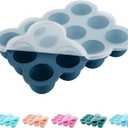 Baby Food Storage 12 x 1.5OZ Silicone Freezer Tray with Lid, Food Grade Silicone Containers for Purees & Vegetables Midnight Blue