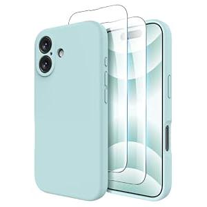 OTOFLY Compatible with iPhone 16 Case, Compatible with MagSafe, Shockproof Magnetic Silicone Case for iPhone 16,[Military Grade Protection] [2 Pack Screen Protectors], Mint Green