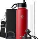 Coolflask 40 oz Water Bottle Insulated with Straw & 3 Leakproof Lids | Water Flask Stainless Steel Triple-Wall Vacuum,Cold 48+h,Dishwasher Safe,Wide Mouth, BPA-Free,Carrier Bag,for Gym,Hiking