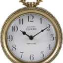 NIKKY HOME Table Clock, Vintage Desk Clock, Gold Table Clocks Non-Ticking Battery Operated Decorative Shelf Clock for Living Room Bedroom Gift Clocks