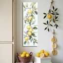 BJYCHG Lemon Pictures for Kitchen Lemon Wall Art Citrus Canvas Prints Yellow Fruit Tree Poster Summer Paintings Farmhouse Kitchen Decor Frame (White, (24L x 8W))