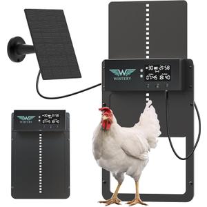 Automatic Chicken Coop Door with Timer & Light Sensor, Solar Chicken Coop Door with Multiple Modes, Automatic Chicken Door with LCD Display