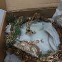 OOOFAYE 2pcs Small Christmas Wreaths for Front Door, 9-inch Mini Wreaths for Cabinets, Kitchen, Window, Golden Reindeer