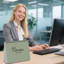 2 x Gannyfer 2026 Desk Calendar, Small Standing Flip Desk Calendar, Use Now to Dec 2026, 18-Month Simplicity Desktop Calendar for Home, School, Office, 6" x 8", Green (3 Stickers Included)