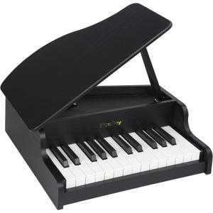 PLAMILOY Kids Grand Piano, 25-Key Wooden Piano for Kids, Digital Toy Piano with Openable Lid, Realistic Musical Instrument for Toddlers and Beginners, Black, Mini