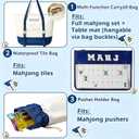 Mahjong Tile Bag and Rack Bag 3-Piece Set, Canvas Tote,Dark Blue