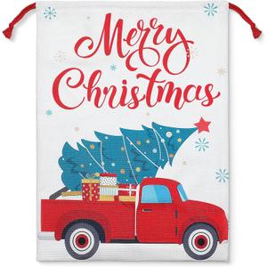 Chumia Large Christmas Bag 27 x 19 Inch, Jumbo Drawstring Gift Bag, Christmas Burlap Santa Gift Sack Fabric Reusable for Presents Storage Wrap Party Favor Supplies