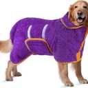 Bienbee Dog Bathrobe, Quick Drying Super Absorbent Dog Robes for After Bath, Warm Keeping Dogs Towel, Dogs Bath Supplies, Dark Purple XL (X-Large)