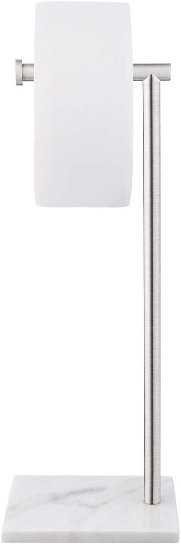 KES Natural Marble Toilet Paper Holder Stand Bathroom Tissue Roll Holder Freestanding SUS304 Stainless Steel Brushed Finish, BPH285S1-2