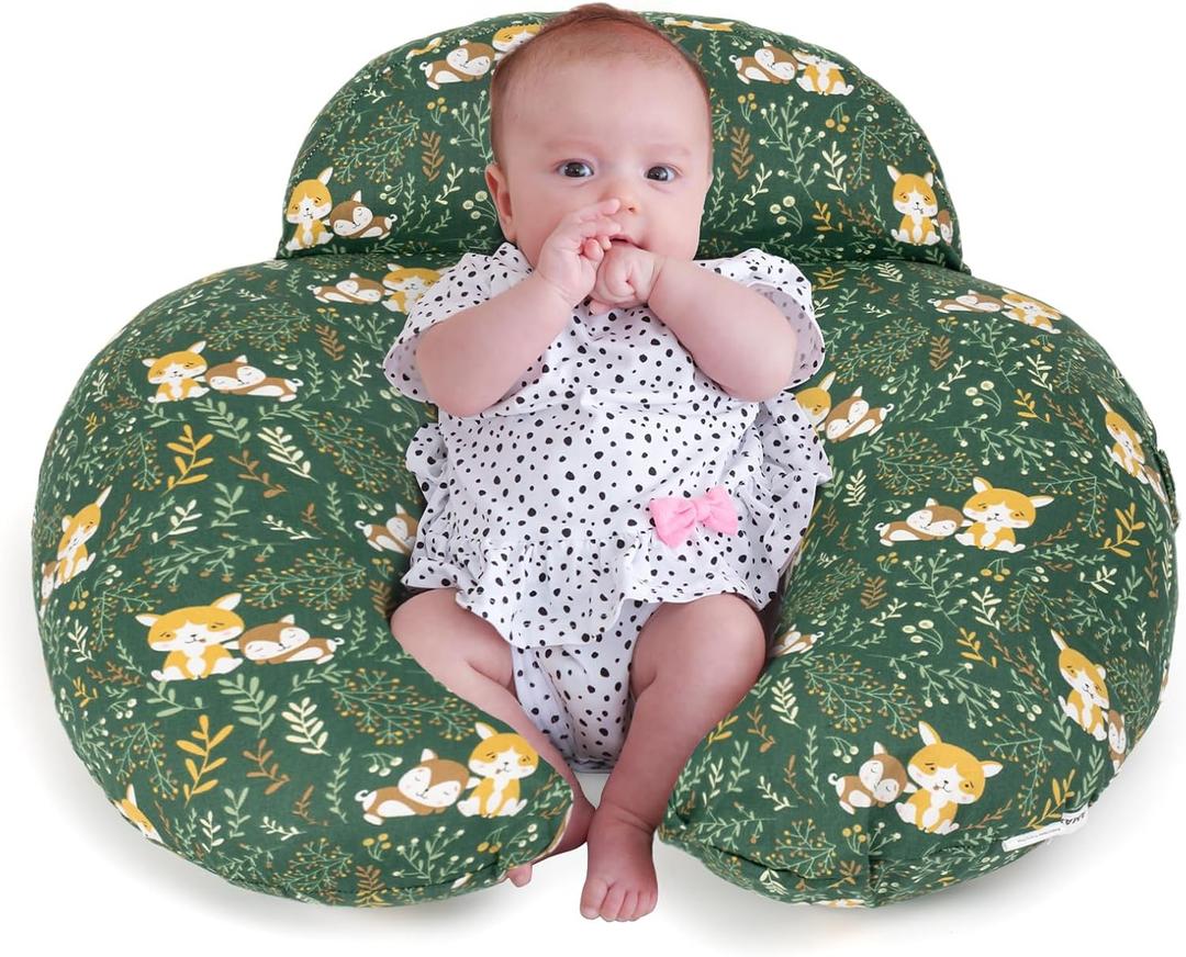 Nursing Pillow for Breastfeeding, Animal Patterns Removable Cotton Cover, Support for Mom and Baby, Plus Size Ergonomic Design Breastfeeding Pillows, Machine Washable, Green Nursing Pillow for Breastfeeding, Animal Patterns Removable Cotton Cover, Support for Mom and Baby, Plus Size Ergonomic Design Breastfeeding Pillows, Machine Washable, Green