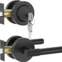 Asidrama Premium Black Zinc-Alloy Front Door Lock Set: Double Cylinder Deadbolt, Heavy Duty Security Handleset for Left/Right Exterior Doors, Universal Entry Locks (1 Pack)