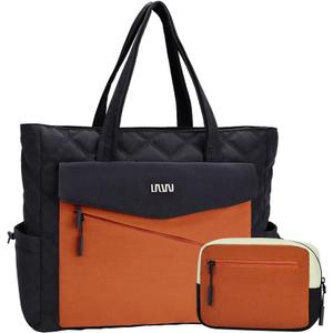 Women's Travel Tote Bag - Large Capacity Single Shoulder Carry-On, Lightweight Weekender Organizer for Work & Travel (Black-brown)