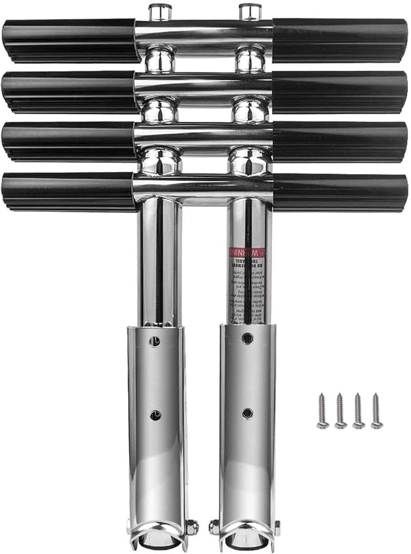 4 Step Boat Ladder, Stainless Steel Over Platform Dive Boarding Ladders for Bass Fishing Boats, Heavy-Duty with Non-Slip Treads
