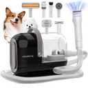 Dog Grooming Vacuum Kit - 3L Vacuum with 7 Tools, Low Noise Electric Clipper and Brush for Pet Shedding at Home, Black