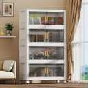 100Gal Stackable Plastic Storage Bins with Lids, Collapsible Closet Organizers and Storage with Wheels for Living Room,Office,Dorm, 30.5" W x 14.6" D x 60" H, 4 Tier