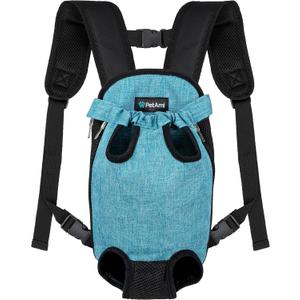 PetAmi Dog Carrier Backpack, Adjustable Pet Cat Front Carrier Backpack, Ventilated Dog Chest Carrier for Hiking Camping Travel, Sling Bag for Small Medium Dog Cat Puppies, Large, 12-16 lbs, Sea Blue