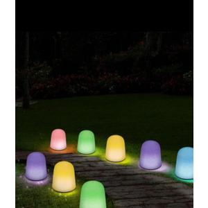 Rossesay 1 Set of 12 C9 LED Gumdrop Christmas Pathway Lights, UL Listed, Christmas Walkway Lights Sugar Coated with Warm White Bulbs, Outdoor Christmas Lights for Lawn Yard Garden Decor (Pastel)