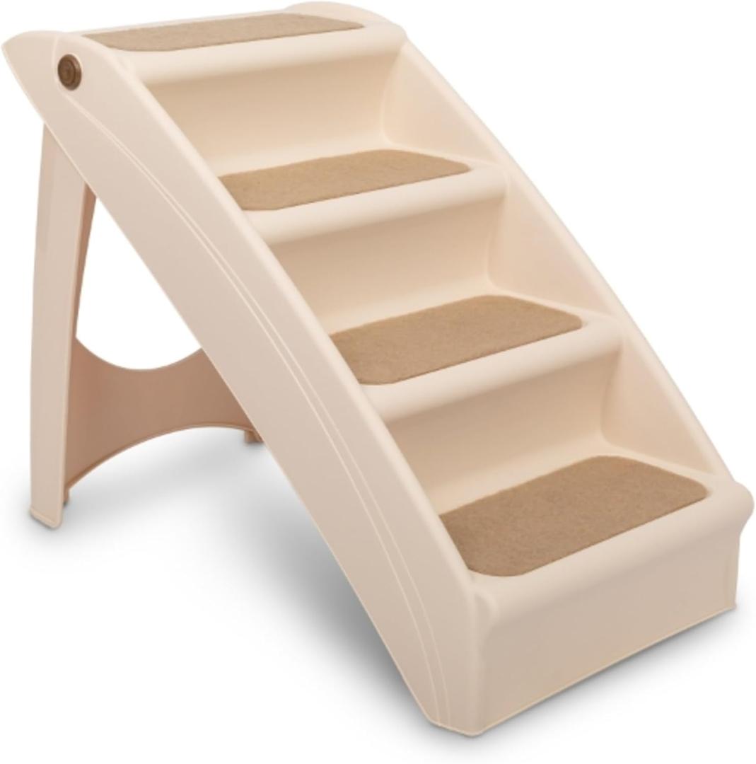 PetSafe CozyUp Folding Dog Stairs, Portable Indoor/Outdoor Pet Steps for Bed, Couch & Car, Tan, 20 Inch