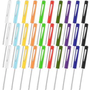 Minatee 30 Pcs Pocket Screwdriver Mini Tops and Pocket Clips Magnetic Slotted Screwdriver with Magnet Small Slotted Screw Driver for Mechanical Electrician Technician Repair Tool(Mix Color)