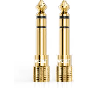 VCE 6.35mm Male to 3.5mm Female 1/4 inch to 1/8 inch 24K Stereo Audio Jack Adapter for Aux Cable, Guitar Amplifier, Headphone, 2 Pack
