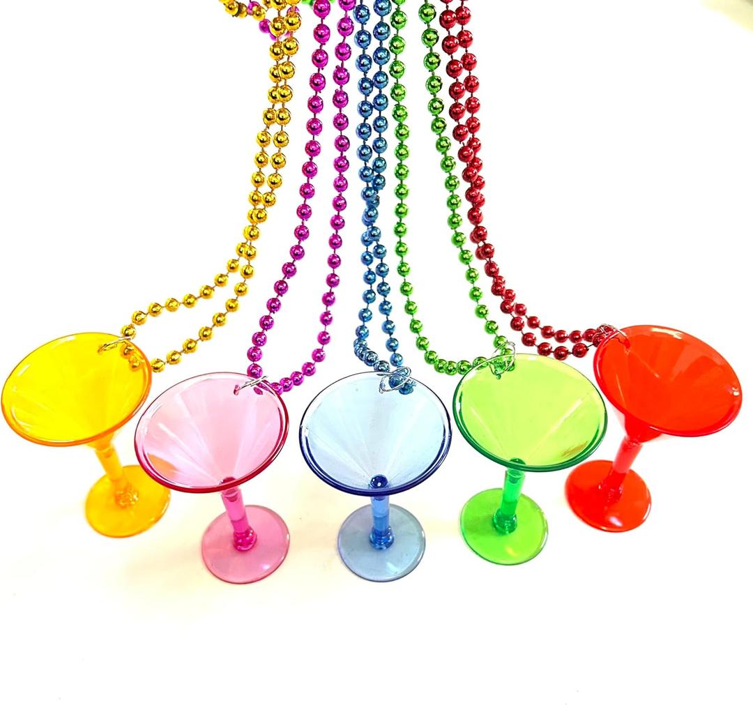 25Pcs Multicolor Cocktail Shot Glass Beads Plastic Shot Necklace Cup for Birthday Wedding, Festival Parade Decoration, Cinco de Mayo Fiesta Party Supplies