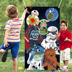 Galaxy Wars Toss Games with 4 Bean Bags - Indoor Outdoor Fun Throwing Game Backdrop Banner Party Activities Space Galaxy Wars Themed Birthday Party Favors Supplies Decoration for Kid Adult