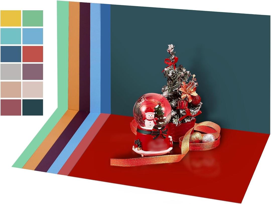 Meking 12PCS 12Patterns Product Photography Backdrops,Photo Backdrop Double Sided Morandi Tabletop Photo Background for Food/Makeup/Jewelry Photography16.5X11inch