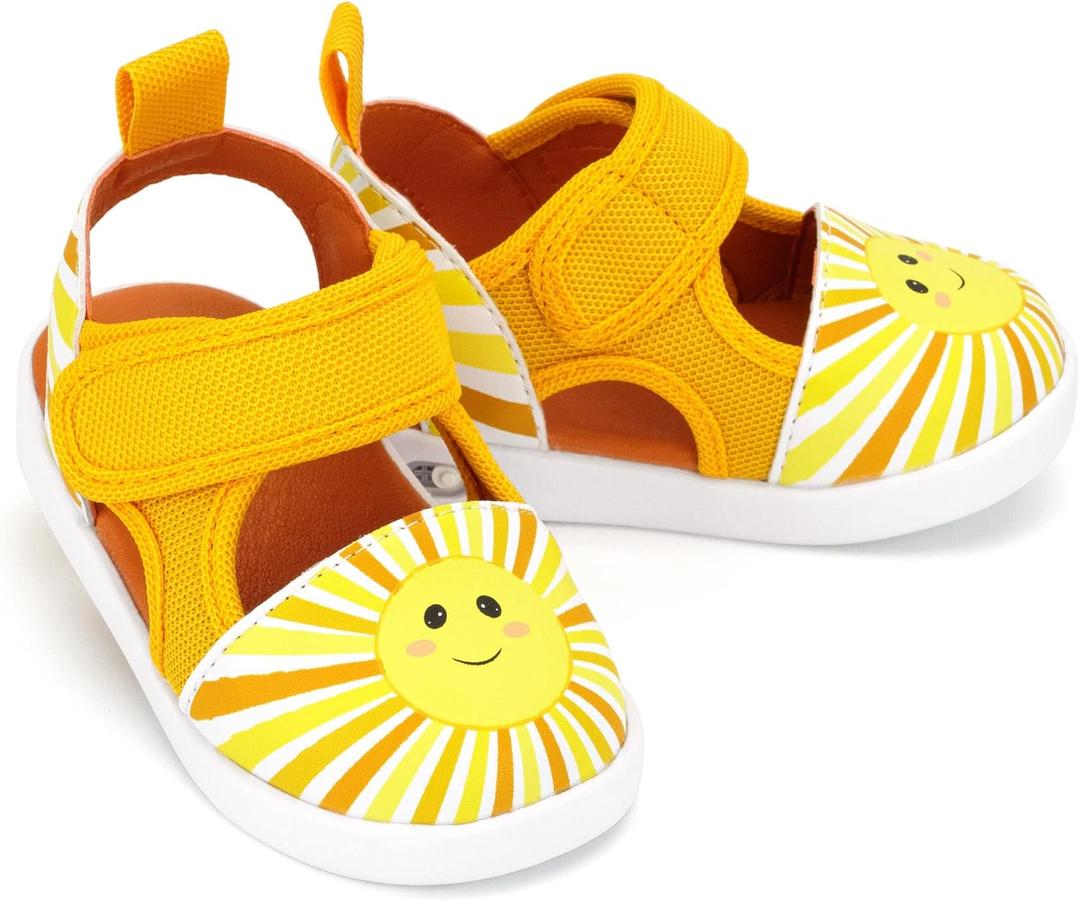 ikiki Squeaky Sandals for Kids with On/Off Squeaker Switch (5 Toddler, Sunshine)