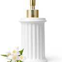 Bosilunlife Hand Soap Dispenser Ceramic - 9.5oz Lotion Dispenser for Bathroom, Dish Soap Dispenser for Kitchen, Modern Easy-to-Press, Refillable for Shampoo, Shower Gel, Cleanser, Hand Soap (White)