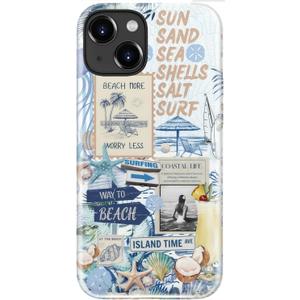 LUMARKE for iPhone 15 Case Cute,Aesthetic Coquette Blue Floral Costal Beach Sea Shell,Compatible with Magsafe,Trendy Cool Retro Western Girly Protective Slim Phone Cover for Women Girls