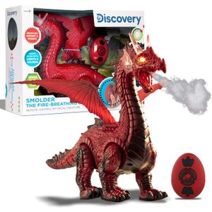 Discovery Fire-Breathing RC Dragon with Smoke Breath, Walking, Wing Flapping, Realistic Roaring Sounds| Light-Up Large Dinosaur Toy| Remote Control Robot Dino Mythical Creature| Kids Boys Gift| Age 6+