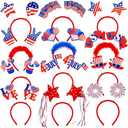 fulasiteu 12Pcs 4th of July Headband Patriotic Headbands Star Uncle Sam Hat Balloons Headband for Women Girls American Flag Independence Day Party Favors Fourth of July Party Accessories