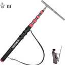 NEEWER Upgraded Microphone Boom Pole, 9.8ft/300cm Telescopic Carbon Fiber Mic Boom Arm with 5 Sections, 1/4" 3/8" 5/8" Screw Adapters, Cable Straps, Shoulder Strap & Storage Bag, MS-300CB (Red)