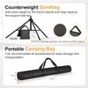 Backdrop Stand, Photo Video Studio 10 x 10FT Adjustable Backdrop Stand, Background Support System Kit with 2 Crossbars, 6 Clamps, 2 Sandbags and Carry Bag for Photography Parties Wedding