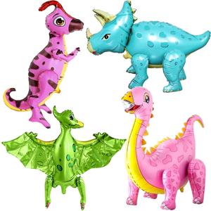 KatchOn, Large Pink Dinosaur Balloons for Birthday Party - Pack of 4 | Pastel Dino Balloons for Dino Party Decorations, Dinosaur Birthday Decorations | Three Rex Birthday Decorations Girl