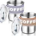 2 Stainless Steel 400ml Coffee Mugs with Lids Portable Coffee Travel Mug Reusable Coffee Mugs