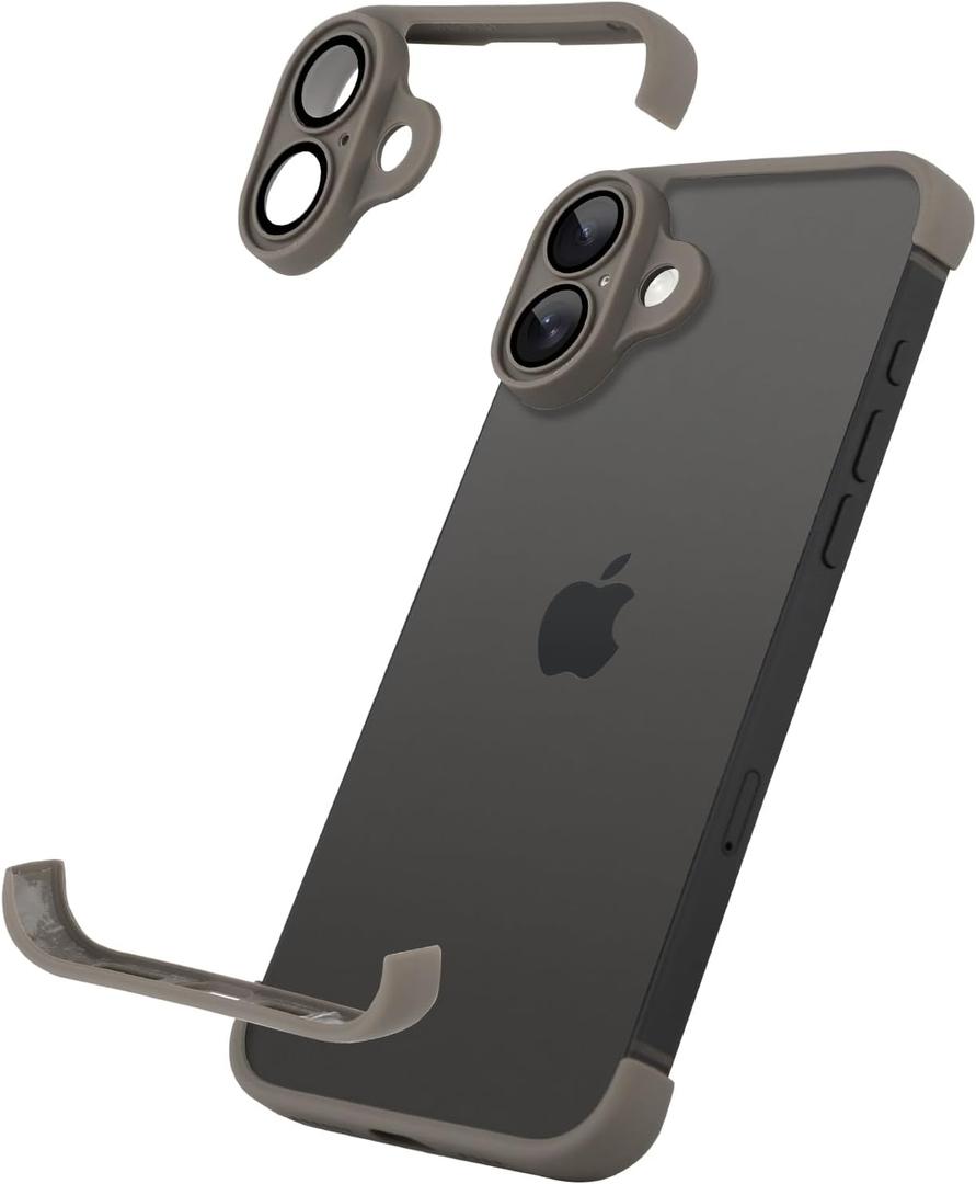 Frameless Phone Case Compatible with iPhone 16 Case with Lens Camera Protector Soft TPU Silicone Four Corner Fall Protection Mat Shockproof Case