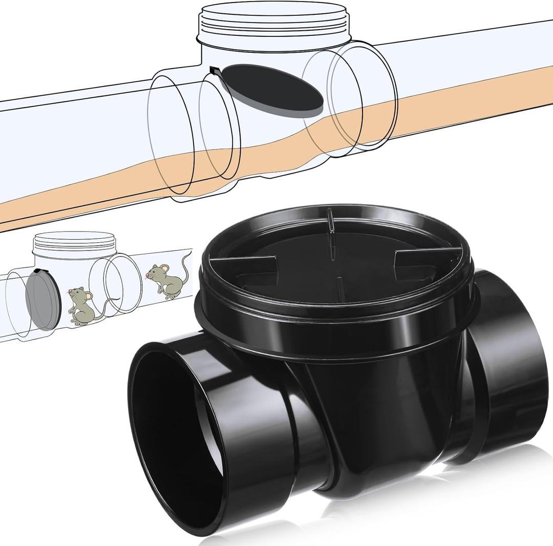 Tondiamo 4 Inch Backwater Valve Drain Backflow Preventer Valve Prevent Sewage and Rainwater from Flowing Back(Black ABS)