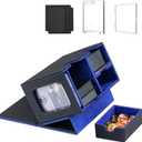 WELLMILLER MTG Deck Box for Commander with Dice Tray,Designed for MTG Commander Card Deck Box Fits 200+ Double Sleeved Cards,Card Storage Box with 3 Dividers 2 card holder (Blue)