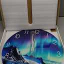 XNM Teal Glass Large Wall Clocks Battery Operated 20 Inch Aurora Wall Clocks for Living Room Decor Glacier Round Clock Silent