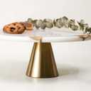 Real Marble Cake Stand by Balin Designs - White Marble 12" Round Cake Stand with Gold Stand - Smoothly Versatile Cake, Cupcake Stand - Ideal for Birthday Parties, Showers, Weddings Parties & Events