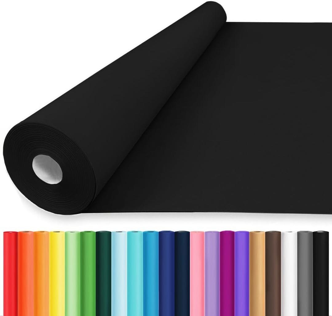 Vanhench 36" x 2400" (200') Black Wrapping Paper for Halloween/Birthday/Gifts/Bouquet Flower/Crafts, Black Construction Art Paper for Poster Bulletin Board (36" x 200', Black)