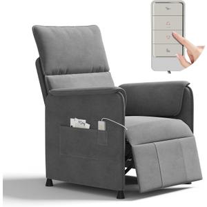 Recliner ChairElectric Adjustable Flannelette Recliner with Remote Control and Padded Backrest,Home Theater Recliner Single Sofa Seat with Thick Seat Cushion for Living Room Bedroom (Grey)