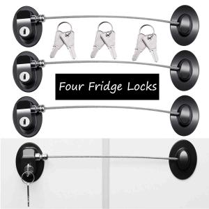 4 Pack Refrigerator Locks with 8 Keys,Child Safety Fridge Lock,Refrigerator Lock Combination,Mini Fridge,File Drawer,Toilet Seat Lock with Strong Adhesive (Black)