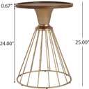 Christopher Knight Home Aurl Hollow Edge End Table, Round Side Table, Wooden Concave Tabletop, Iron Frame Side Desk, No Assembly Needed, Pine Wood Tea Desk for Living Room Home, Gold+Natural, 18.1 inches x 18.1 inches x 25 inches