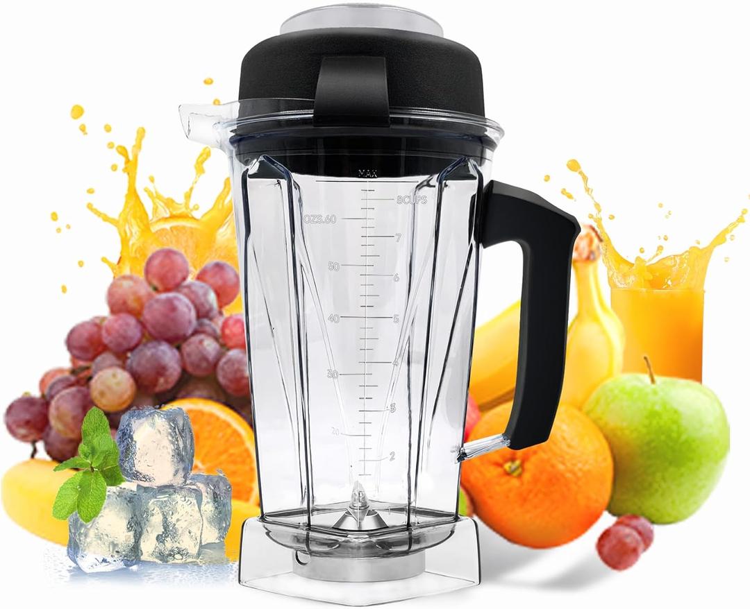 For Vitamix Blender Pitcher 64oz, Replacement for 5000 5200 5500 6300 7500 Pro200 500 750 Vita-Prep vm0101 vm0102 vm0103 E310 320, asy172 Classic/Commercial series etc Pitcher Jar Cup (5200-Lid with Flap)