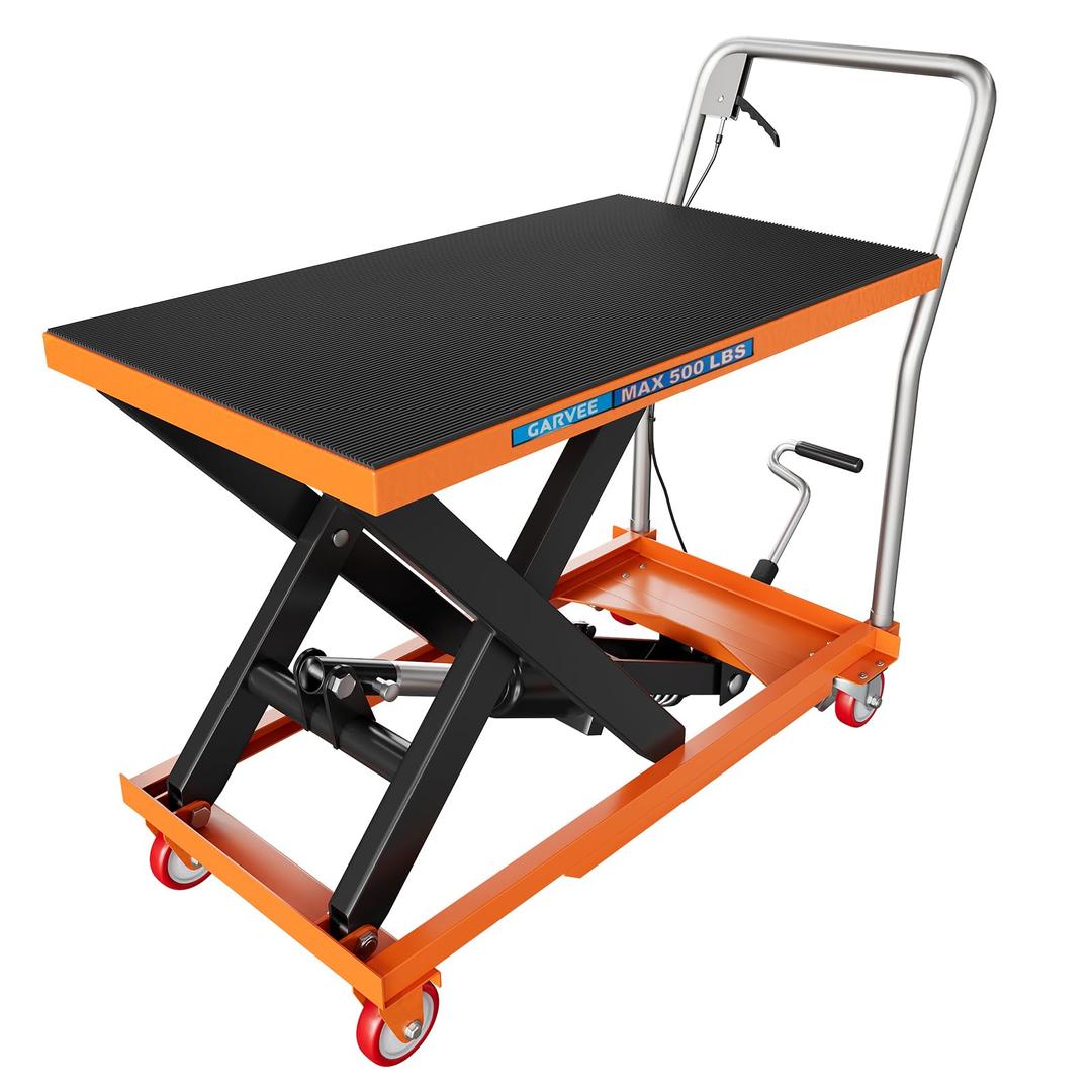 Garvee Hydraulic Lift Table Cart, Single Scissor Lift Table, Orange