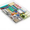 Yieach Large Expandable Desk Drawer Organizer Tray for Office Supplies and Accessories With 12 Adjustable Compartments,Office Drawer Organizers for Pencil,Pen and Kitchen Junk Drawer Organizer,Clear (L-12.6 to 21.3x14.5x1.8 In)