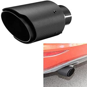 Vechkom 2.5 "Inlet 3.5" Outlet Exhaust Tips Exhaust Stainless Steel and Glossy Carbon Fiber Car Exhaust Tip 6.6" Length Universal for Vehicles with 2.5" O.D.(Matt All Black)